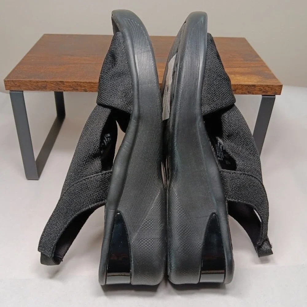 LifeStride Bzees Air Step Wedge Sandals Womens 7 Black Good Twist Knot Slingback